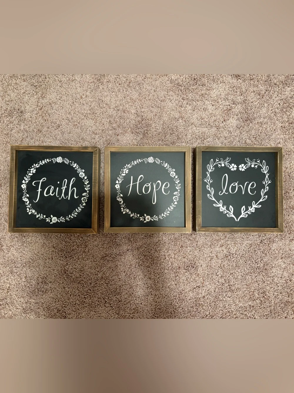Hobby Lobby Black and Brown Faith Hope Love Wall Trio